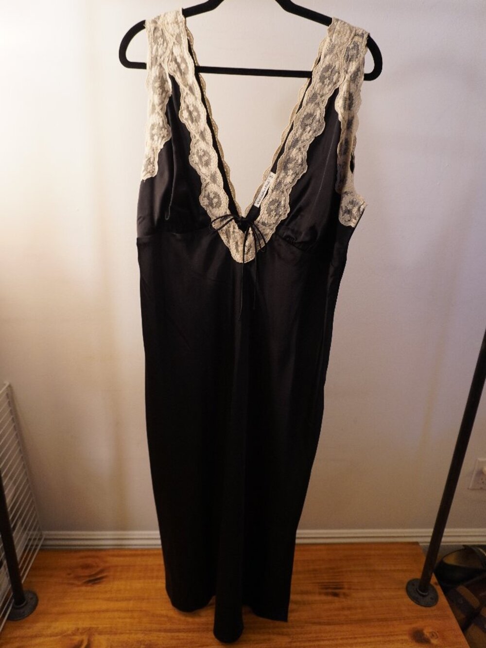 Abercrombie Black & Cream Lace Slip Maxi Dress XL